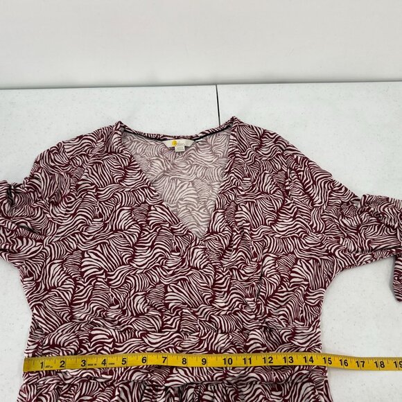 Boden US 12R Layla Dress Viscose Jersey Red White Abstract Print Long Sleeve - Picture 7 of 12